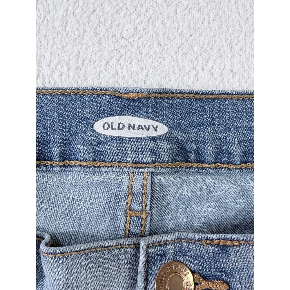 Old Navy Denim Shorts Women 10 Light Blue Cuffed Stretch Mid Rise Jean Shorts - Picture 3 of 5
